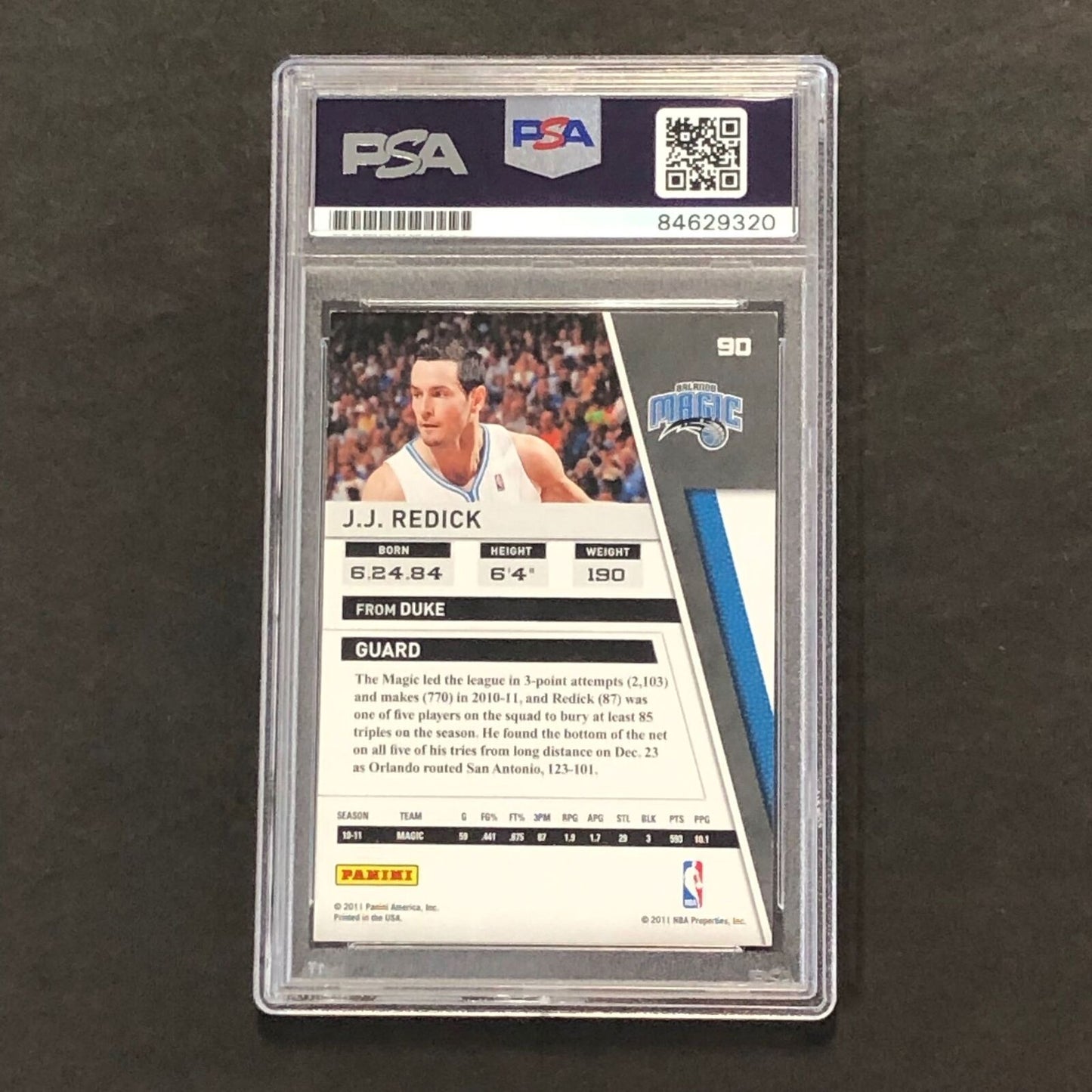 2011-12 Panini Season Update #90 JJ Redick Signed Card AUTO GRADE 10 PSA Slabbed