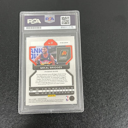 2021-22 Panini Prizm #27 Mikal Bridges Signed Card AUTO 10 PSA Slabbed Suns