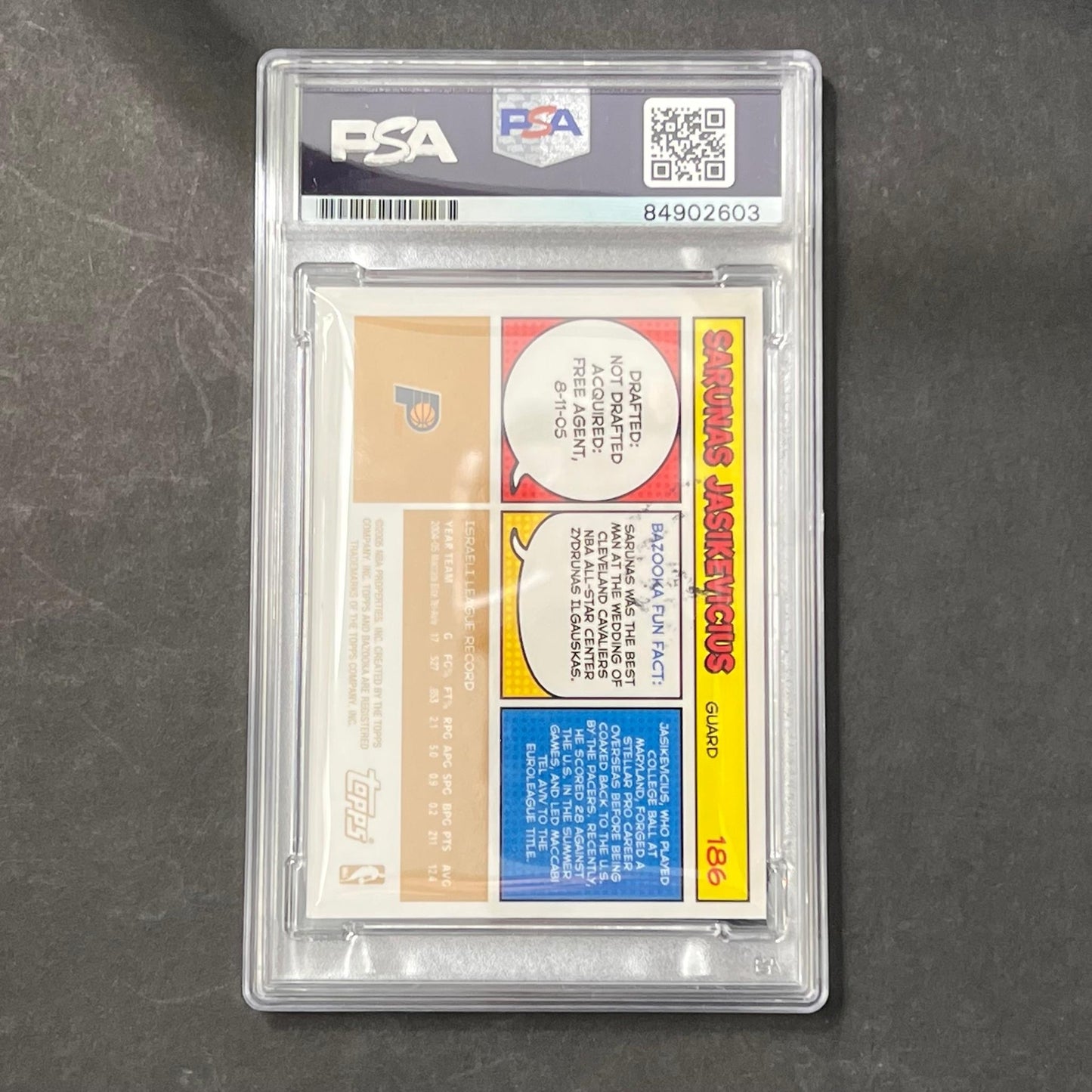 2005 Topps #186 RC Sarunas Jasikevicius Signed Card AUTO PSA Slabbed Pacers