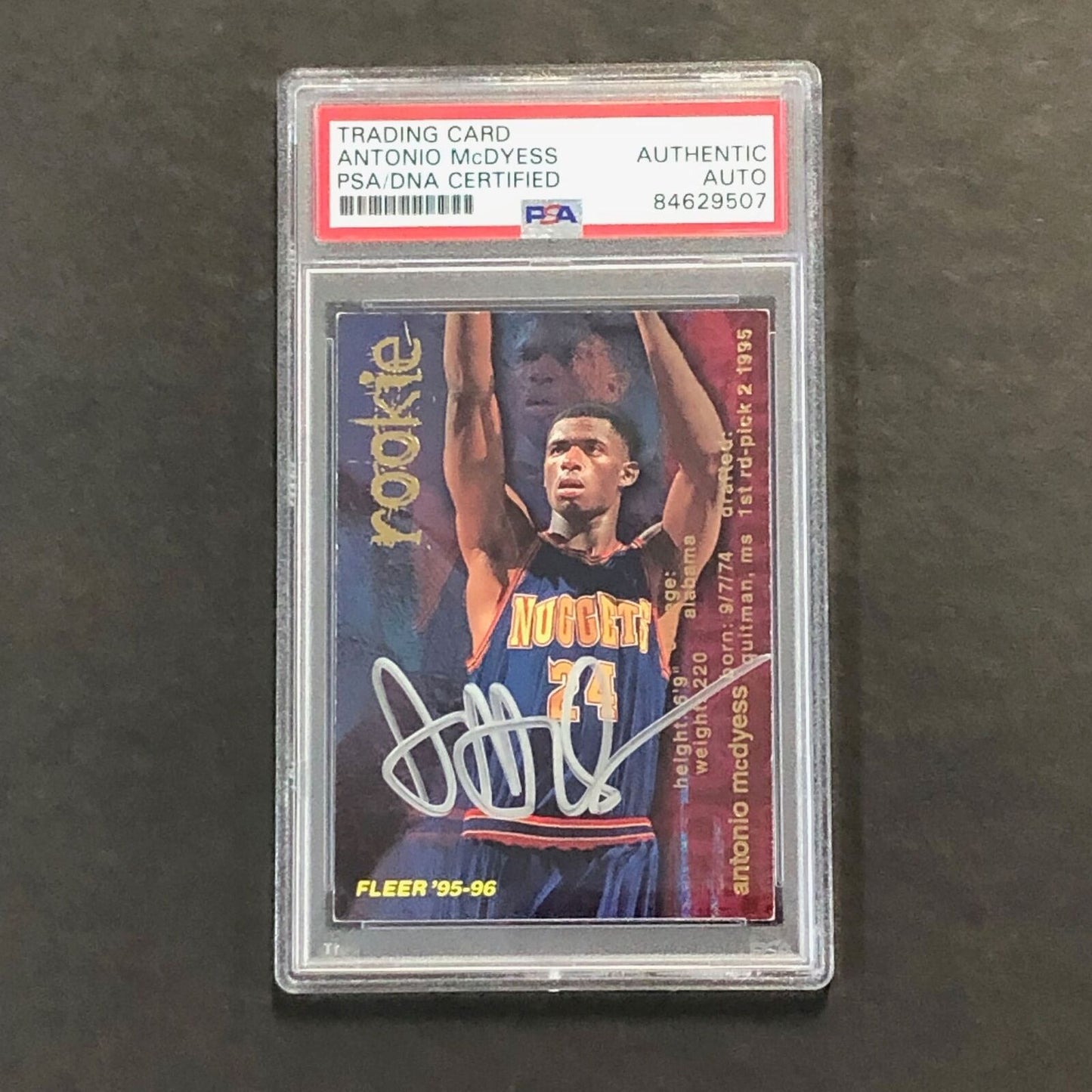 1995-96 Fleer #298 Antonio McDyess Signed Card AUTO PSA Slabbed Nuggets