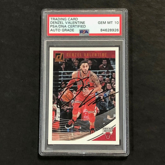 2020-21 Donruss #78 Denzel Valentine Signed Card AUTO 10 PSA Slabbed Bulls