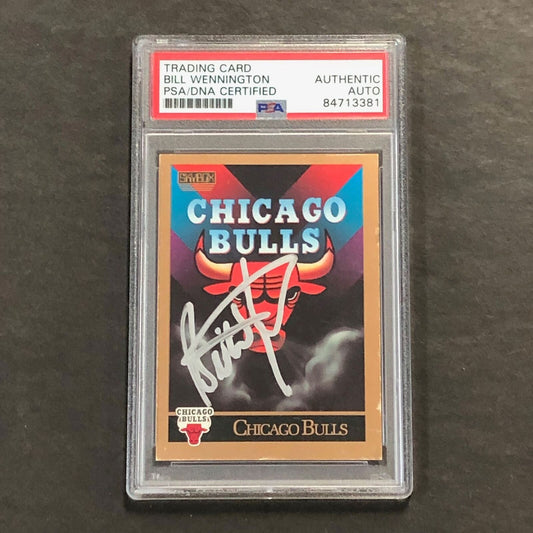 1990 Skybox Team Checklist Card #331 Bill Wennington Signed Card PSA Slabbed Bul