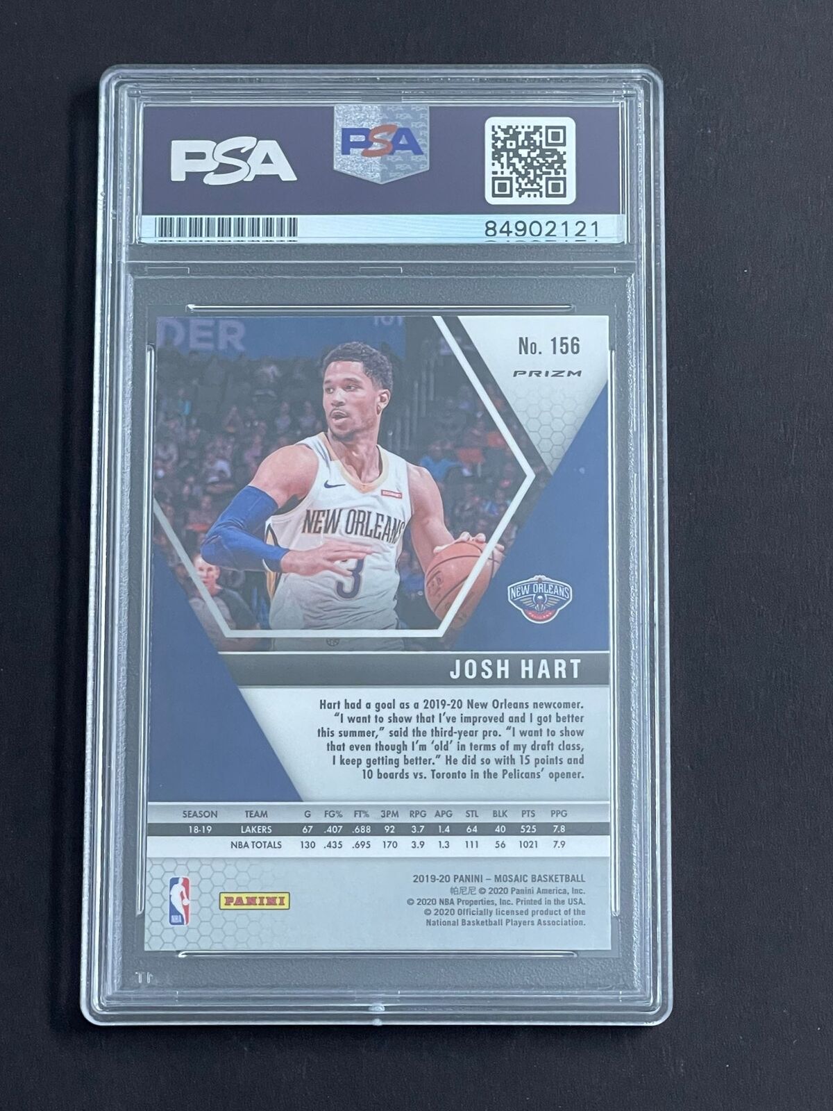 2019-20 Panini Mosaic #156 Josh Hart Signed Card PSA Slabbed Pelicans