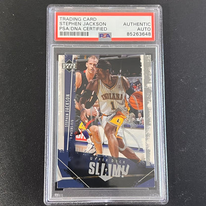 2005-06 Upper Deck Slam #32 Stephen Jackson Signed Card AUTO PSA Slabbed Pacers
