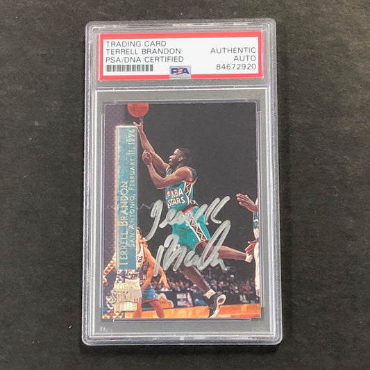 1996 Topps Shining Moments #14 Terrell Brandon Signed Card AUTO PSA/DNA Slabbed