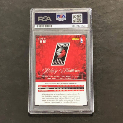 2011-12 Panini Prestige #98 Wesley Matthews Signed Card PSA Slabbed