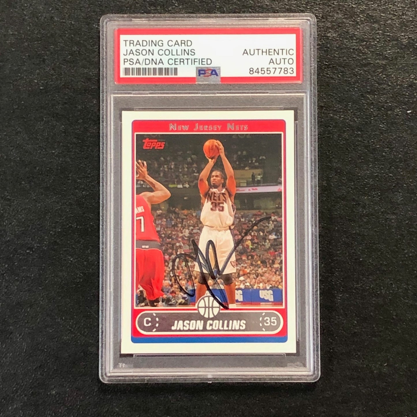 2006-07 Topps #38 Jason Collins Signed Card AUTO PSA Slabbed Nets
