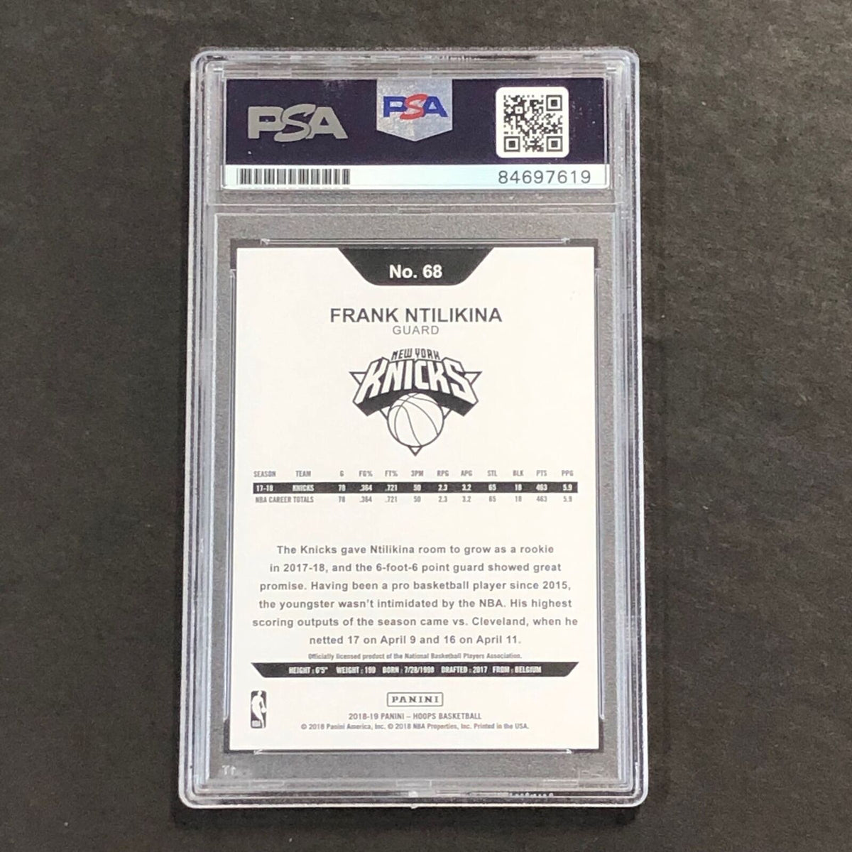 2018-19 NBA Hoops #68 Frank Ntilikina Signed Card AUTO PSA Slabbed Knicks