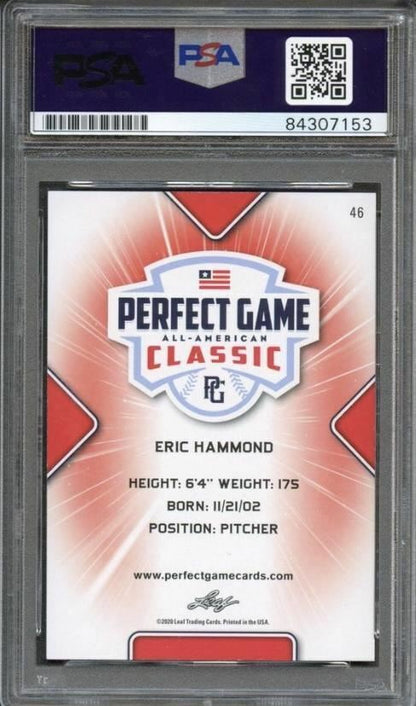 2020 Leaf Perfect Game Eric Hammond Signed Card AUTO PSA Slabbed