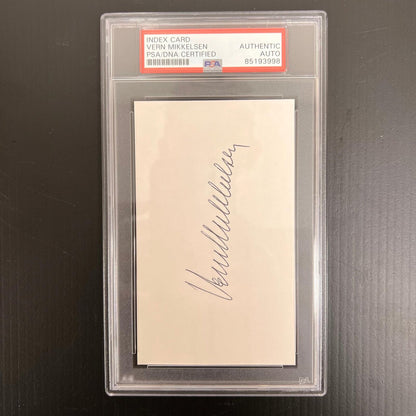 Vern Mikkelson Signed index card Auto PSA Slabbed Minneapolis Lakers