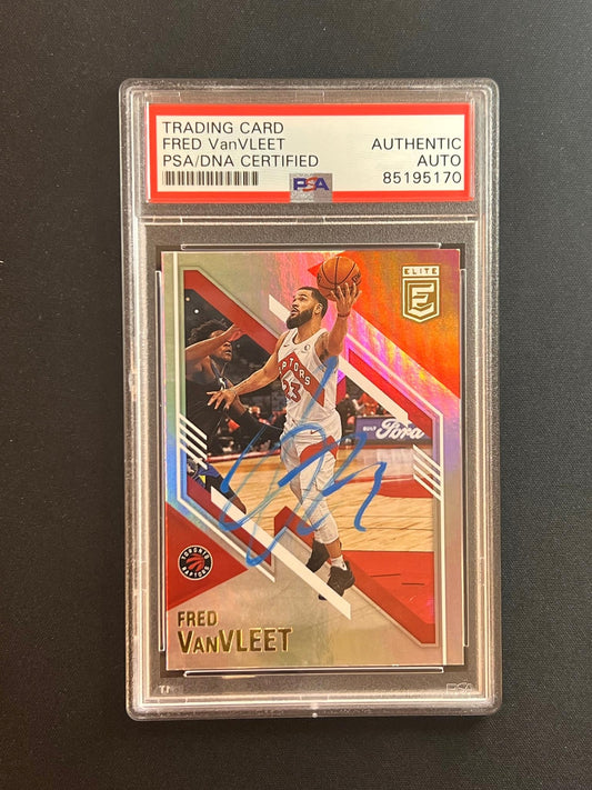 2020-21 Panini Donruss Elite #28 Fred VanVleet Signed Card AUTO PSA Slabbed Rapt