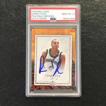 2007-08 Upper Deck Artifacts #55 Randy Foye Signed Card AUTO 10 PSA Slabbed Timb