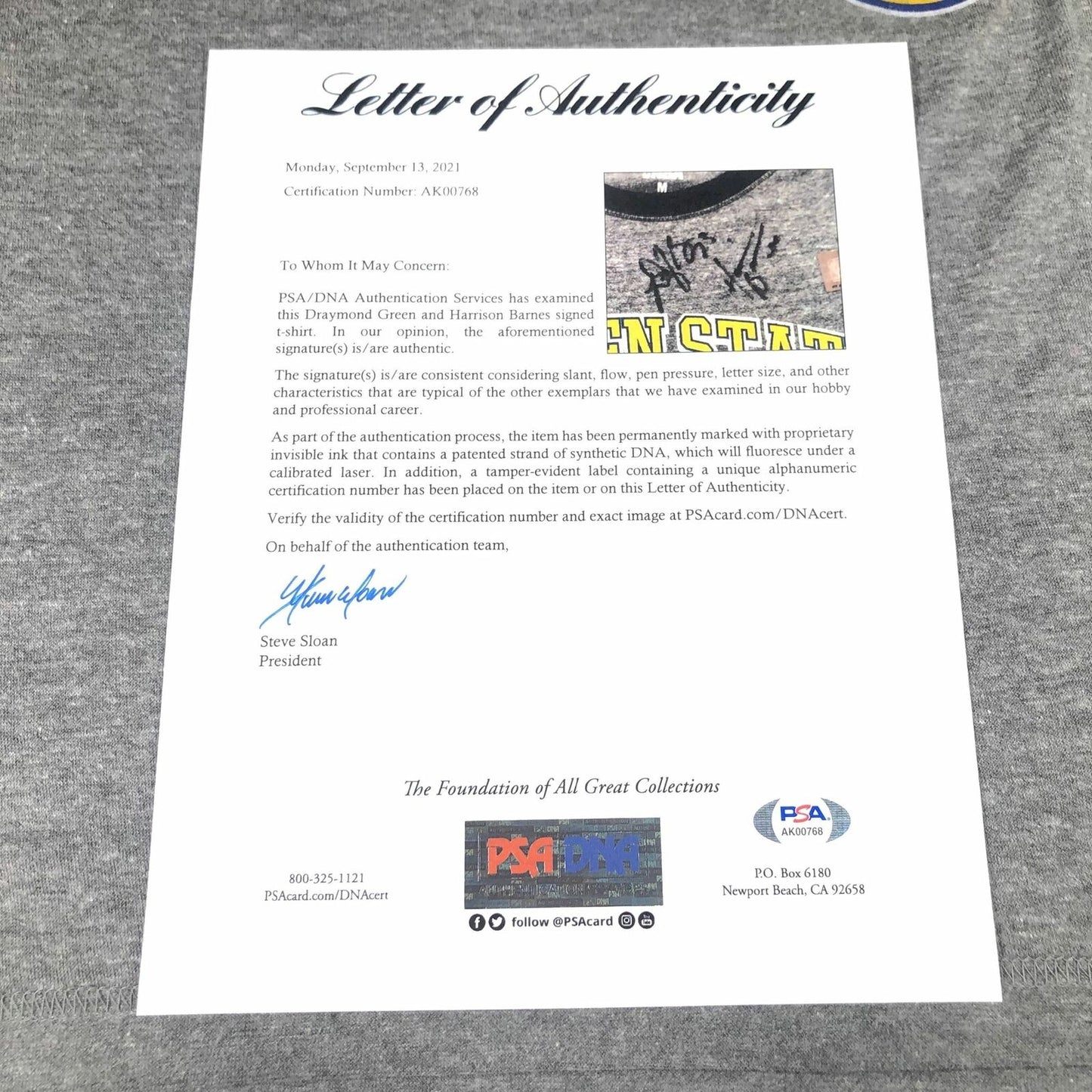 Draymond Green Harrison Barnes signed T Shirt PSA/DNA LOA Golden State Warriors