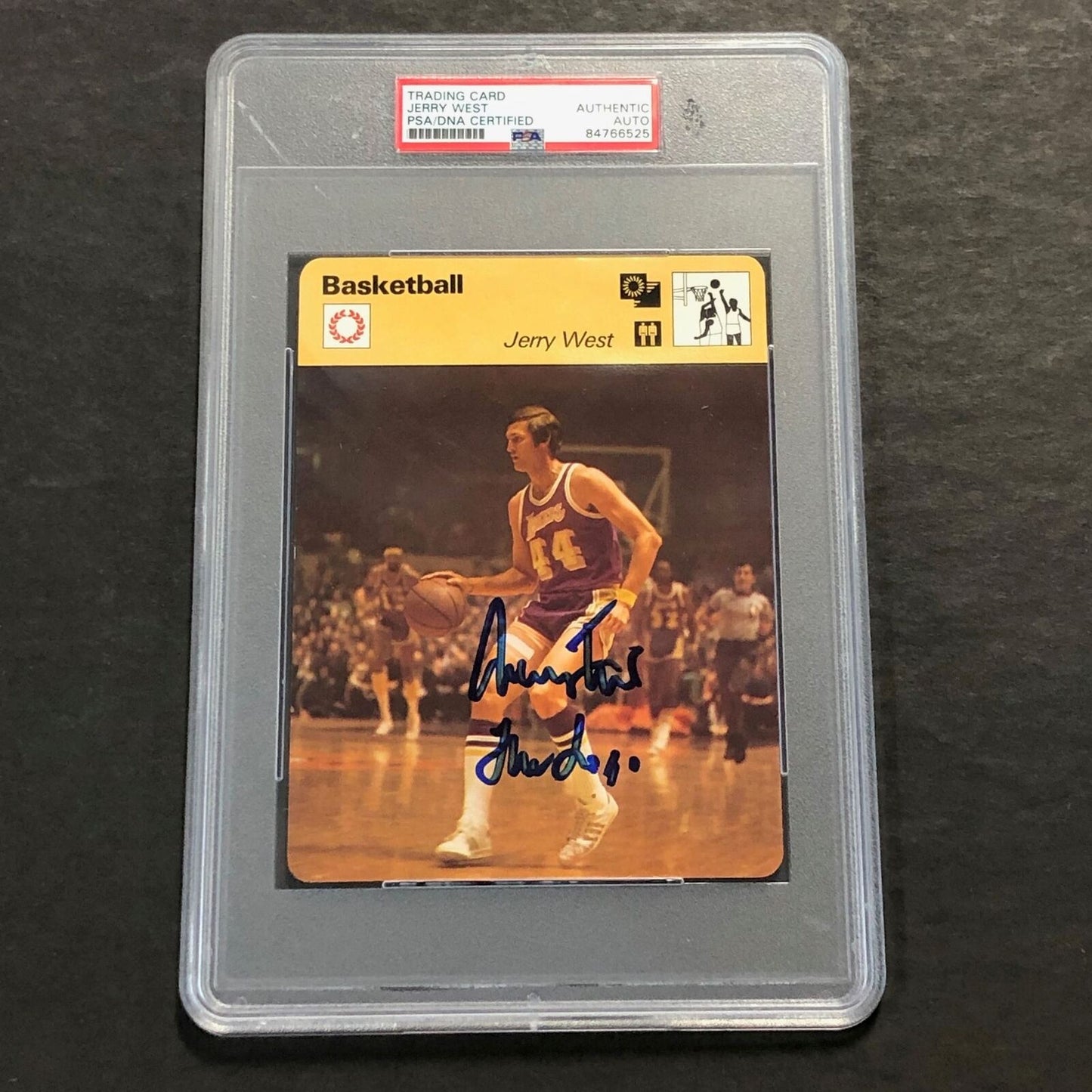 1977 Editon Service Jerry West signed Trading Card PSA/DNA Encapsulated Lakers A