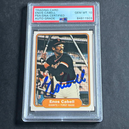 1981 Fleer Baseball #386 Enos Cabell Signed Card PSA Slabbed Auto 10 Giants