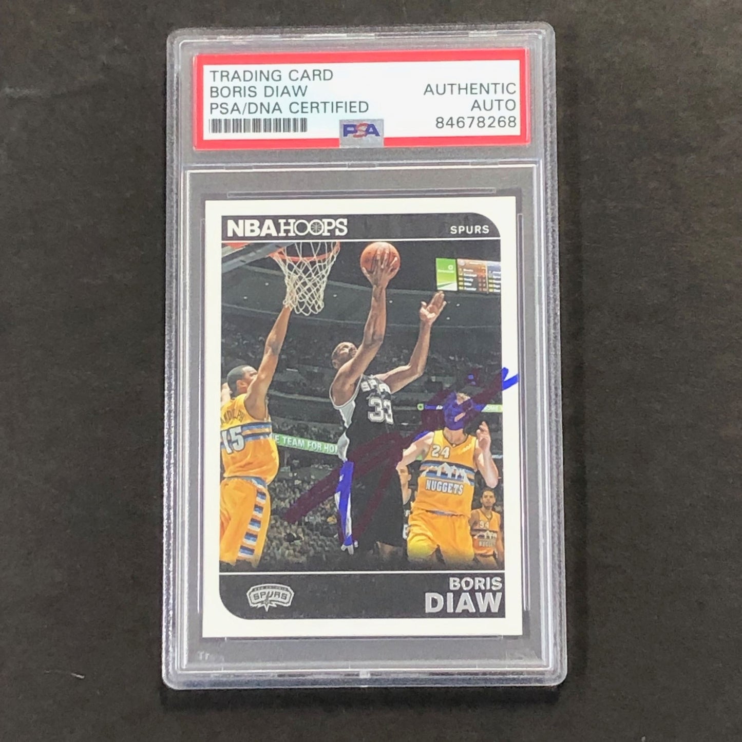2014-15 NBA Hoops #208 Boris Diaw Signed Card AUTO PSA Slabbed Spurs