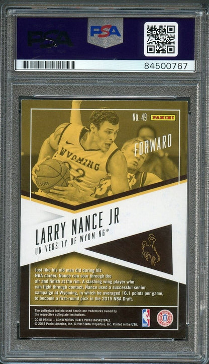 2015 CONTENDERS DRAFT PICKS #49 Larry Nance Jr. Signed Card AUTO 10 PSA Slabbed