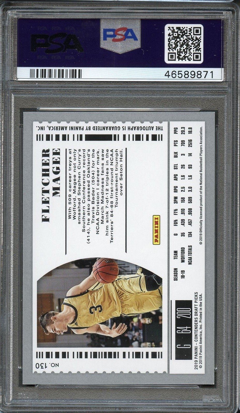2019 Panini Contenders DP #130 Fletcher Magee PSA 9 Mint Auto