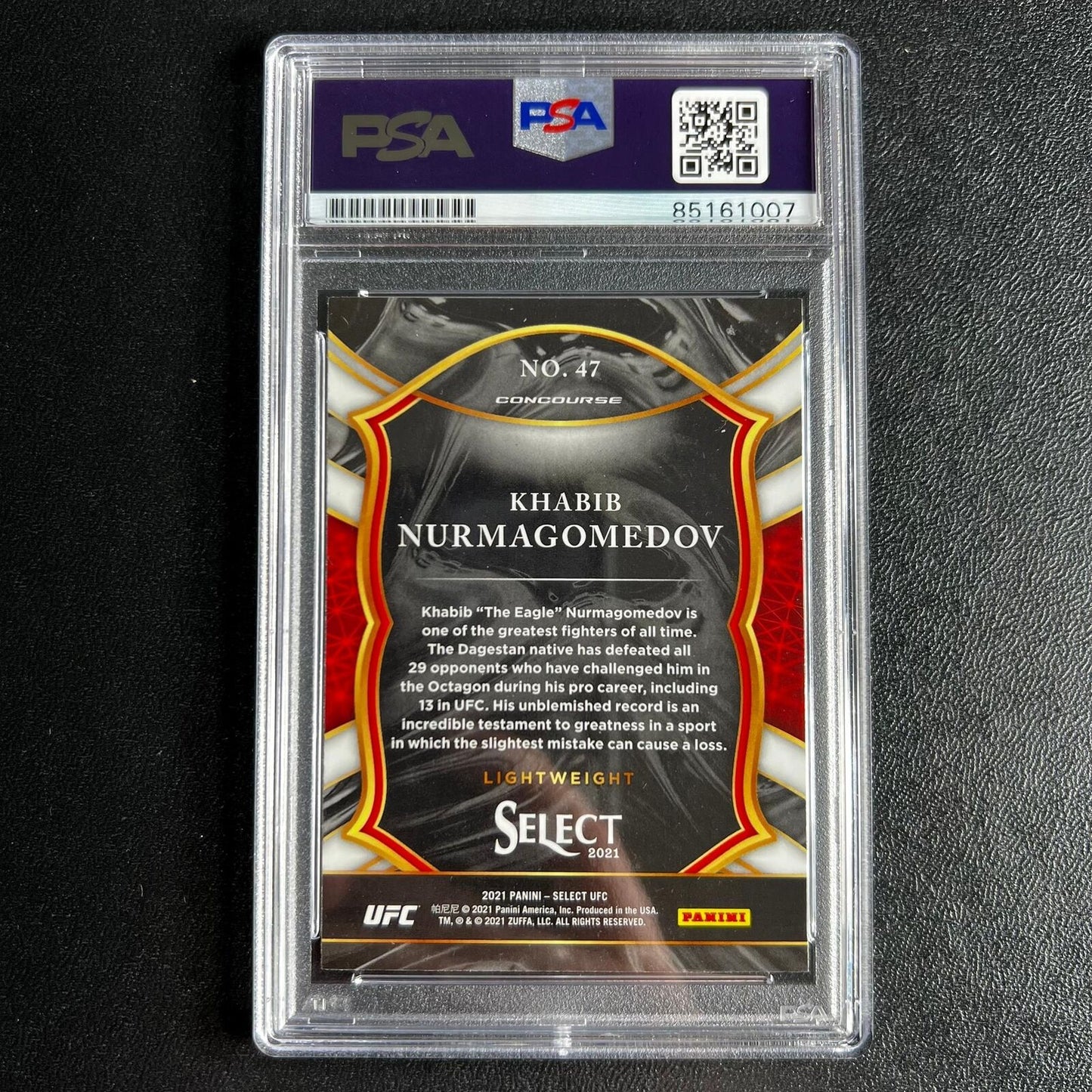 2021 Panini Select #47 Khabib Nurmagomedov Signed Card AUTO PSA Slabbed