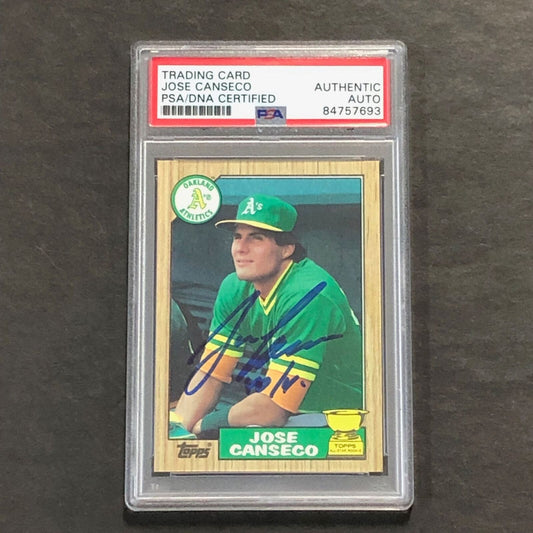 1987 Topps Baseball #620 Jose Canseco Signed Card PSA Slabbed Auto A's 40/40