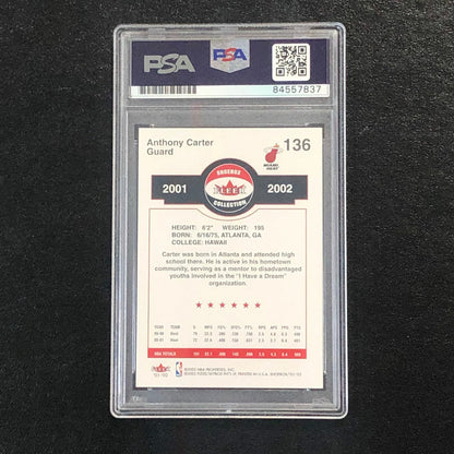 2001-02 Fleer Shoebox #136 Anthony Carter Signed Card AUTO PSA Slabbed Heat