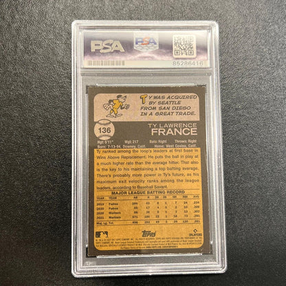 2022 TOPPS #136 Ty France Signed Card PSA Slabbed AUTO Mariners