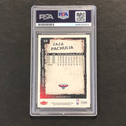 2008-09 Fleer #50 Zaza Pachulia Signed Card AUTO 10 PSA Slabbed Hawks