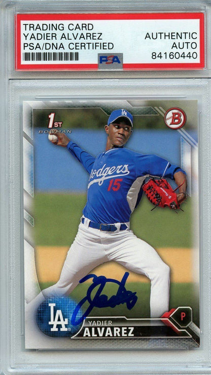 Yadier Alvarez Authentic AUTO card PSA Slabbed Autographed Signed 1st Bowman