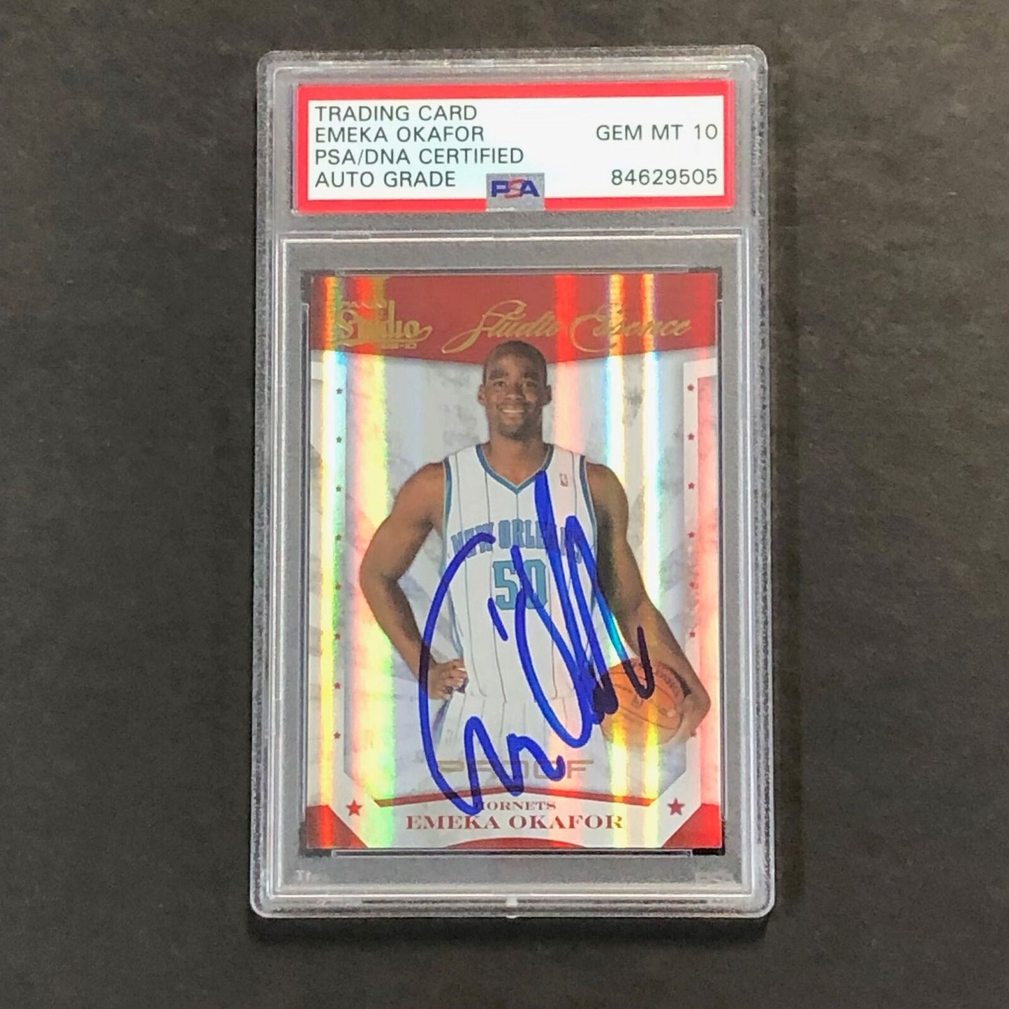 2009-10 Panini Studio #9 038/199 Emeka Okafor Signed Card AUTO GRADE 10 PSA Slab