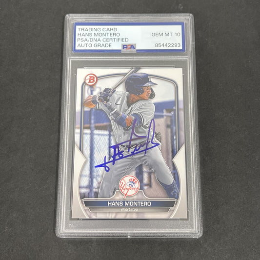 2023 Bowman #BD-12 Hans Montero signed card PSA Auto 10 Yankees