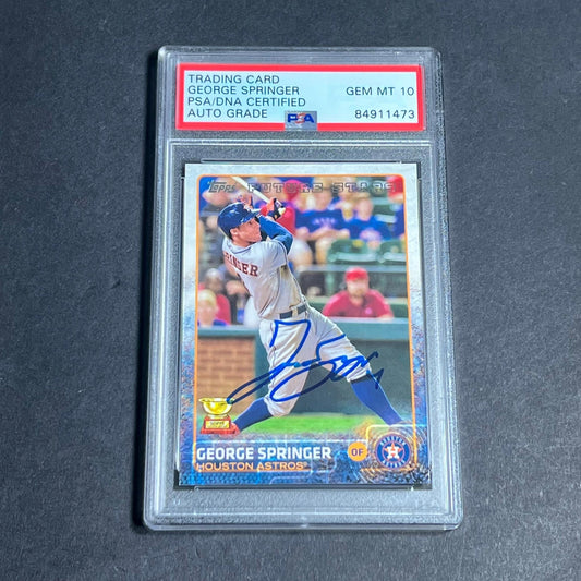 2015 Topps Future Stars #318 George Springer Signed Card PSA Slabbed Auto 10 Ast