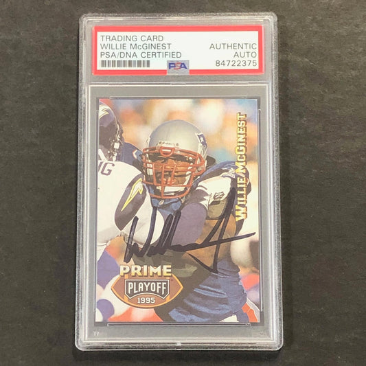 1995 Prime Playoff #42 Willie McGinest Signed Card AUTO PSA Slabbed Patriots