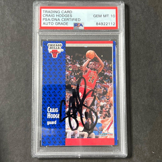 1991-92 Fleer #257 Craig Hodges Signed Card AUTO 10 PSA Slabbed Bulls