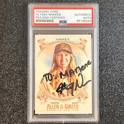 Topps Allen and Ginter #285 Alyssa Nakken Signed Card PSA Slabbed Auto Giants