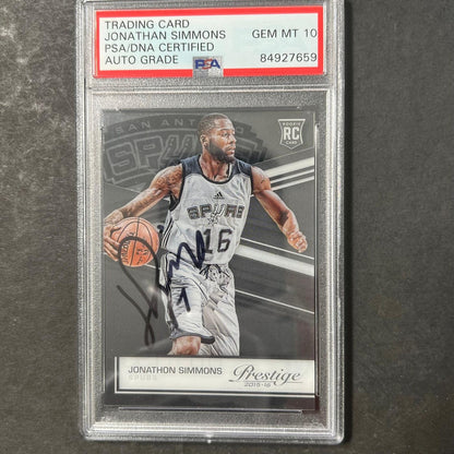 2015-16 Panini Prestige #19 Jonathan Simmons Signed Card AUTO 10 PSA Slabbed RC