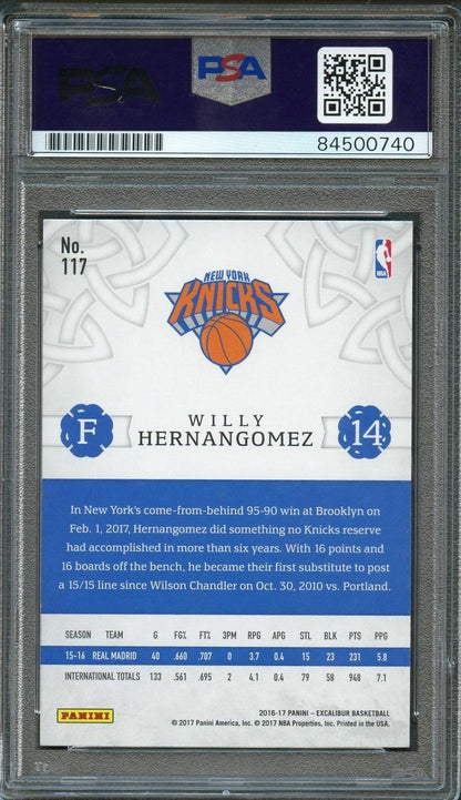 2016-17 Panini Excalibur #117 Willy Hernangomez Signed Card AUTO 10 PSA Slabbed
