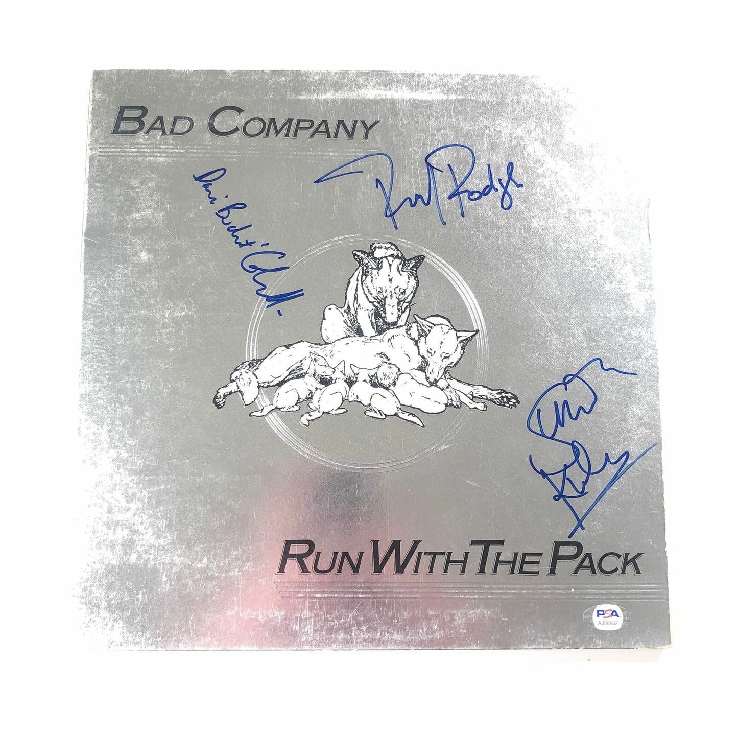 Paul Rodgers Simon Kirke & Dave Colwell signed Run With The Pack LP Vinyl PSA/DN