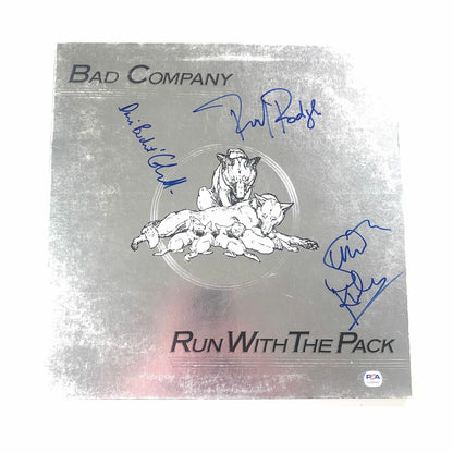 Paul Rodgers Simon Kirke & Dave Colwell signed Run With The Pack LP Vinyl PSA/DN