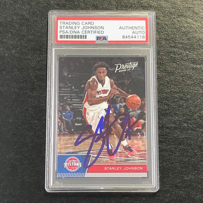 2016-17 Panini Prestige #107 Stanley Johnson Signed Card AUTO PSA Slabbed Piston