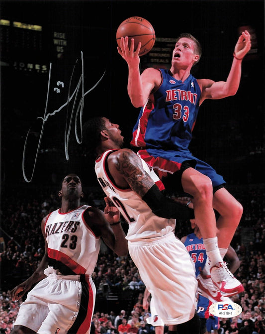 Jonas Jerebko signed 8x10 photo PSA/DNA Detroit Pistons Autographed