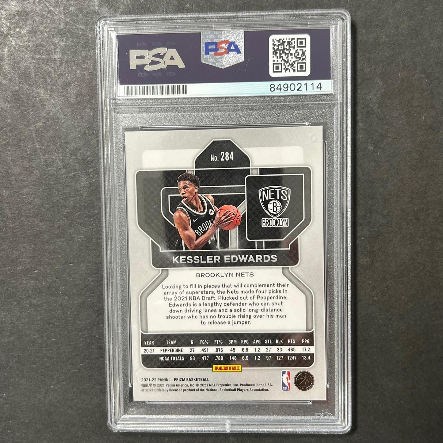 2021-22 Panini Prizm #284 Kessler Edwards AUTO Signed Card PSA/DNA Slabbed Nets