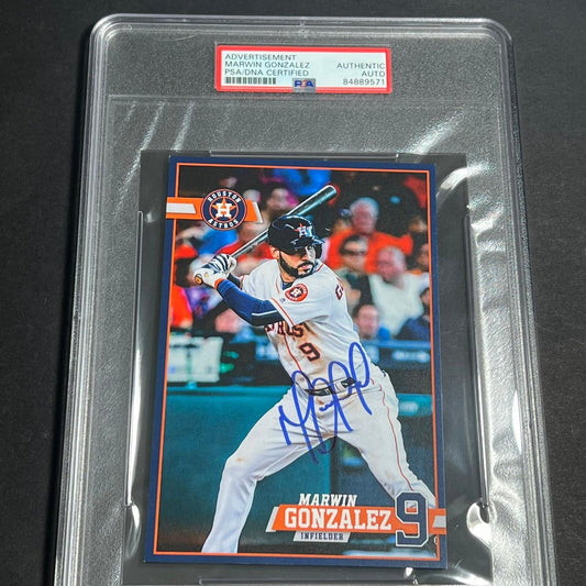 Marwin Gonzalez signed Promo Card PSA/DNA Encapsulated Houston Astros autographe