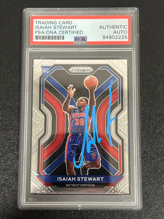 2020-21 Panini Prizm #254 Isaiah Stewart Signed Card AUTO PSA Slabbed RC Pistons
