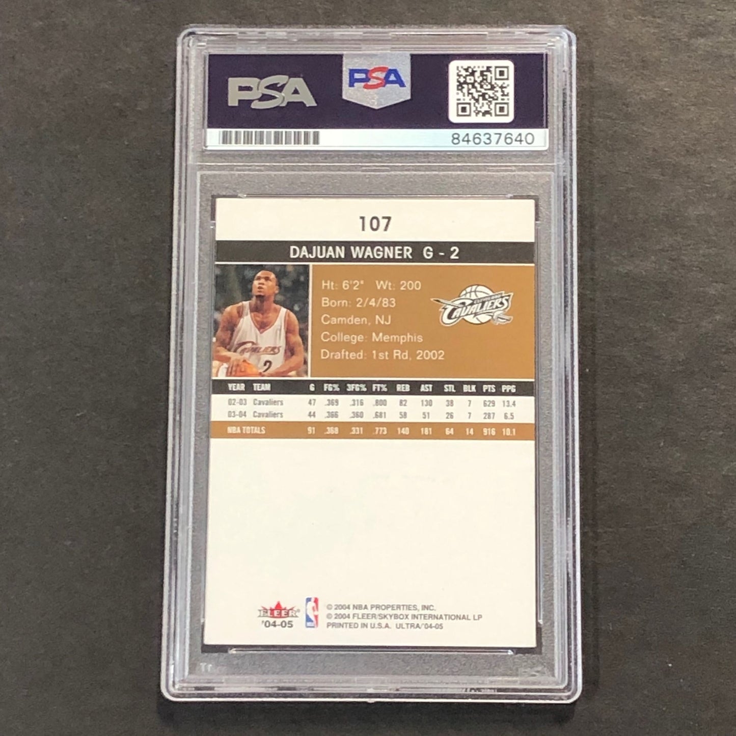 2004-05 Fleer Ultra #107 DaJuan Wagner Signed Card AUTO PSA Slabbed Cavaliers