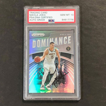 2019-20 Panini Prizm Dominance Silver #21 Nikola Jokic Signed AUTO 10 PSA Slabbe