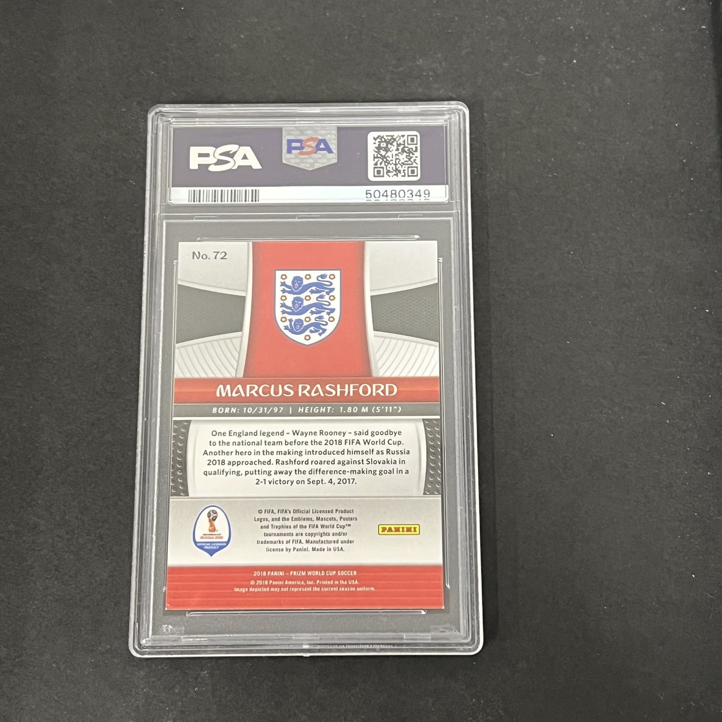 2018 Panini Prizm World Cup #72 Marcus Rashford PSA 7