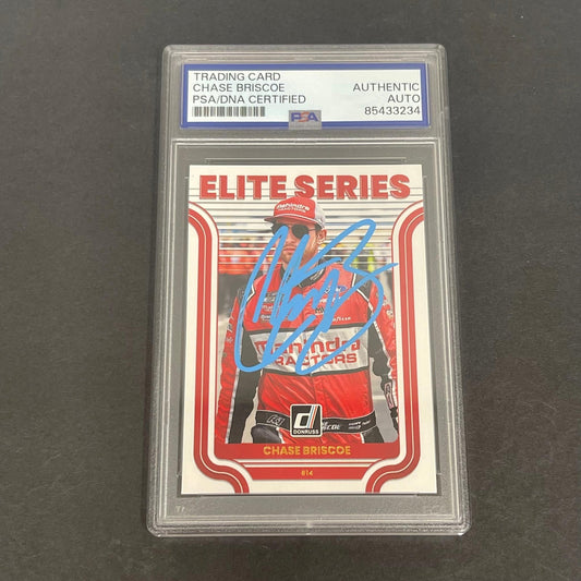 2023 Panini Donruss Racing #E10 Chase Briscoe Signed Card AUTO PSA/DNA Slabbed N