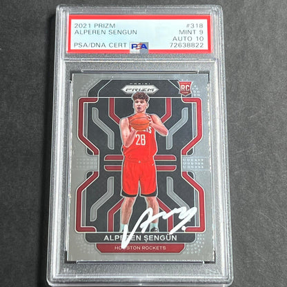 2021-22 Panini Prizm #318 Alperen Sengun Auto 10 Card 9 PSA Slabbed RC