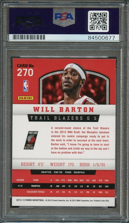 2012-13 Panini Basketball #270 Will Barton Signed Card AUTO 10 PSA Slabbed Blaze
