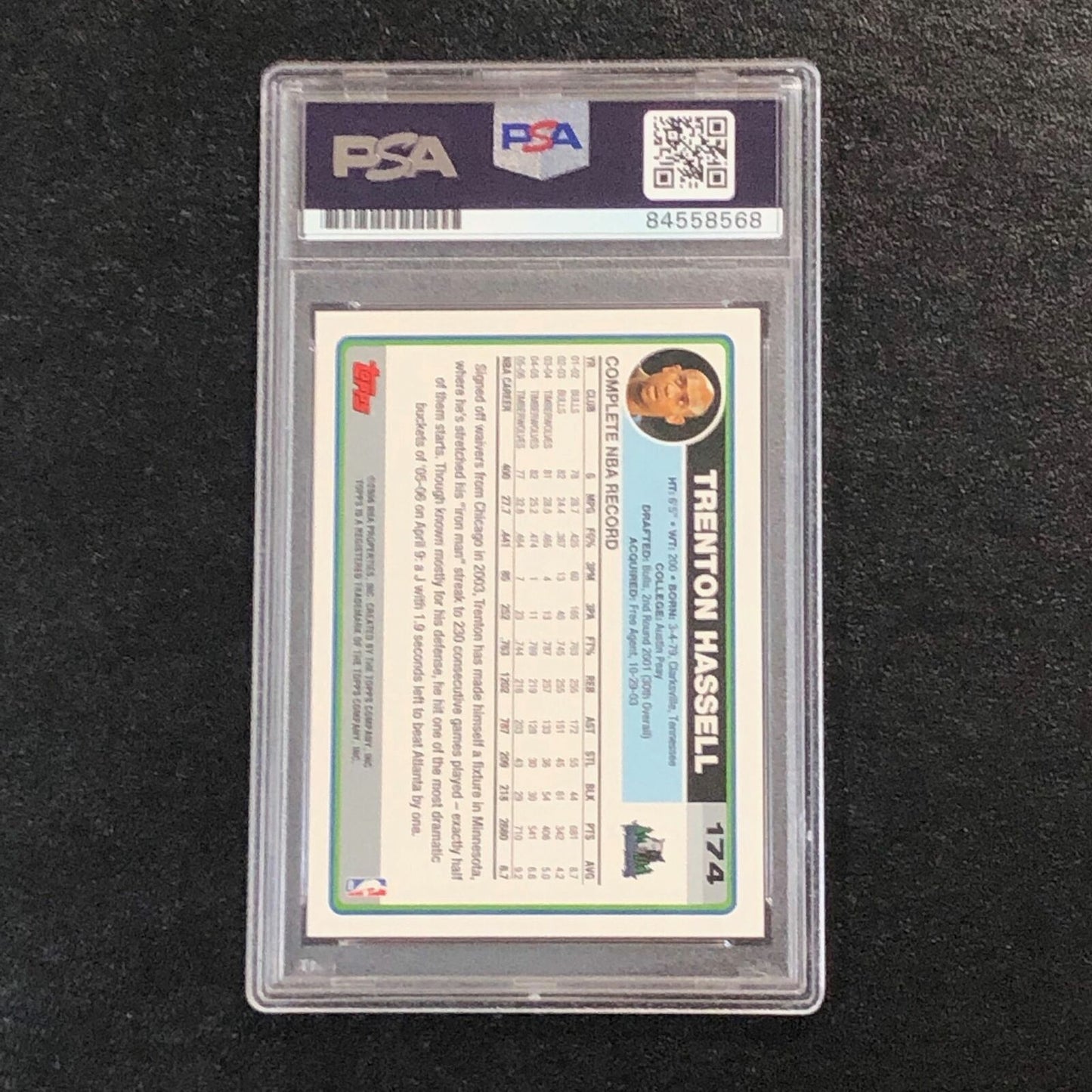 2006-07 Topps #174 Trenton Hassell Signed Card AUTO PSA Slabbed Minnesota Timber